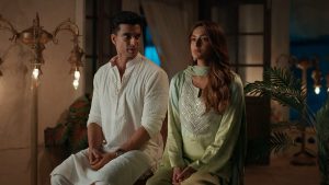 Gashmeer Mahajani as Anirudh and Erica Fernandes as Naina in a dramatic scene from 108 Base Hospital URI