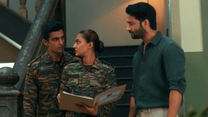 108 Base Hospital URI Week 3 Review: Gashmeer Mahajani And Erica Fernandes Survive Toxic Smoke And Ruptured Tumors While Shaheer Sheikh Delivers An Emotional Revival Gashmeer Mahajani, Erica Fernandes, and Shaheer Sheikh in a dramatic scene from 108 Base Hospital URI Week 3