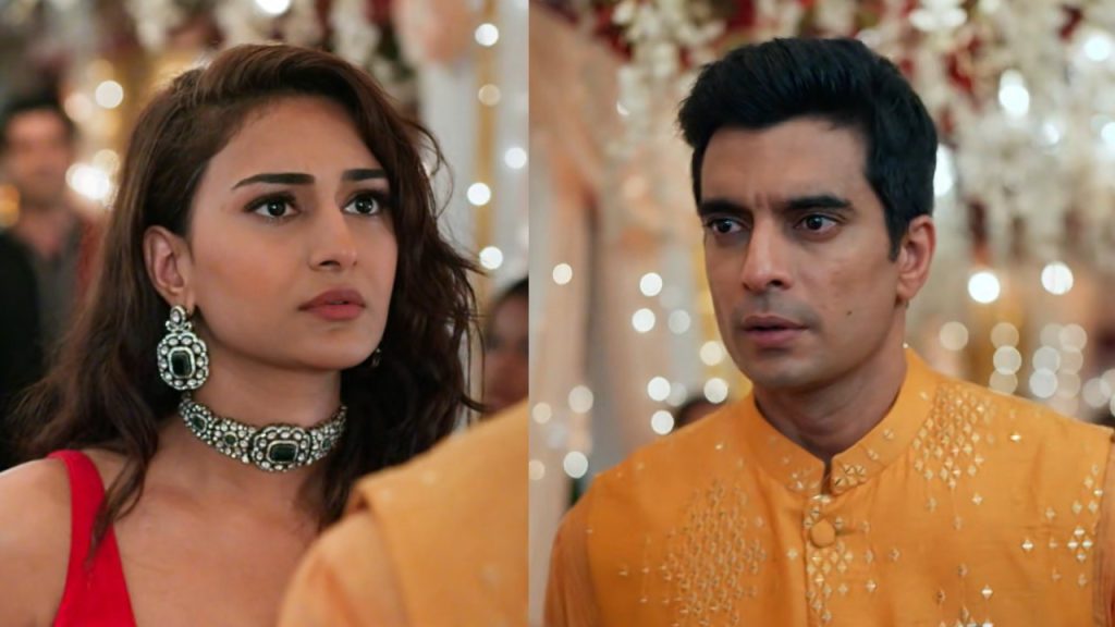Gashmeer Mahajani as Anirudh and Erica Fernandes as Naina in a dramatic scene from 108 Base Hospital URI Week 8