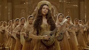 Deepika Padukone performing in her golden-mehendi outfit in Deewani Mastani from Bajirao Mastani
