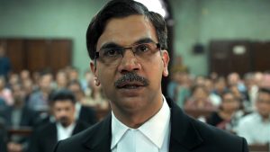 Rajkummar Rao as prosecutor Ujjwal Nikam inside the courtroom in Prahaar